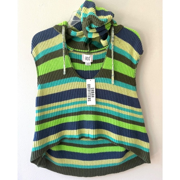 UO Urban Outfitters Sz M Oversized BDG Cropped Hooded Knit Tank Top Pullover - Picture 1 of 7